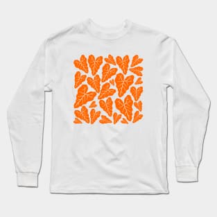 Orange veiny heart shaped plant leaves pattern Long Sleeve T-Shirt